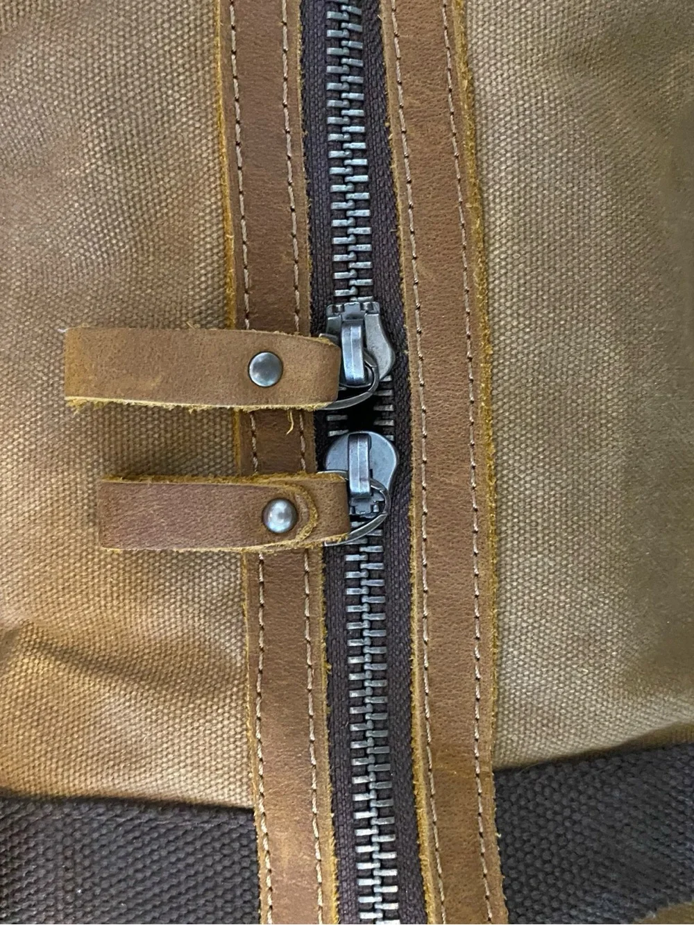 Newhey Waxed Canvas & Leather Weekend Duffel Bag in Tan
